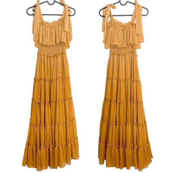 Misa Los Angeles Carmela Maxi Dress Yellow Gold Mustard XS - Picture 5 of 10